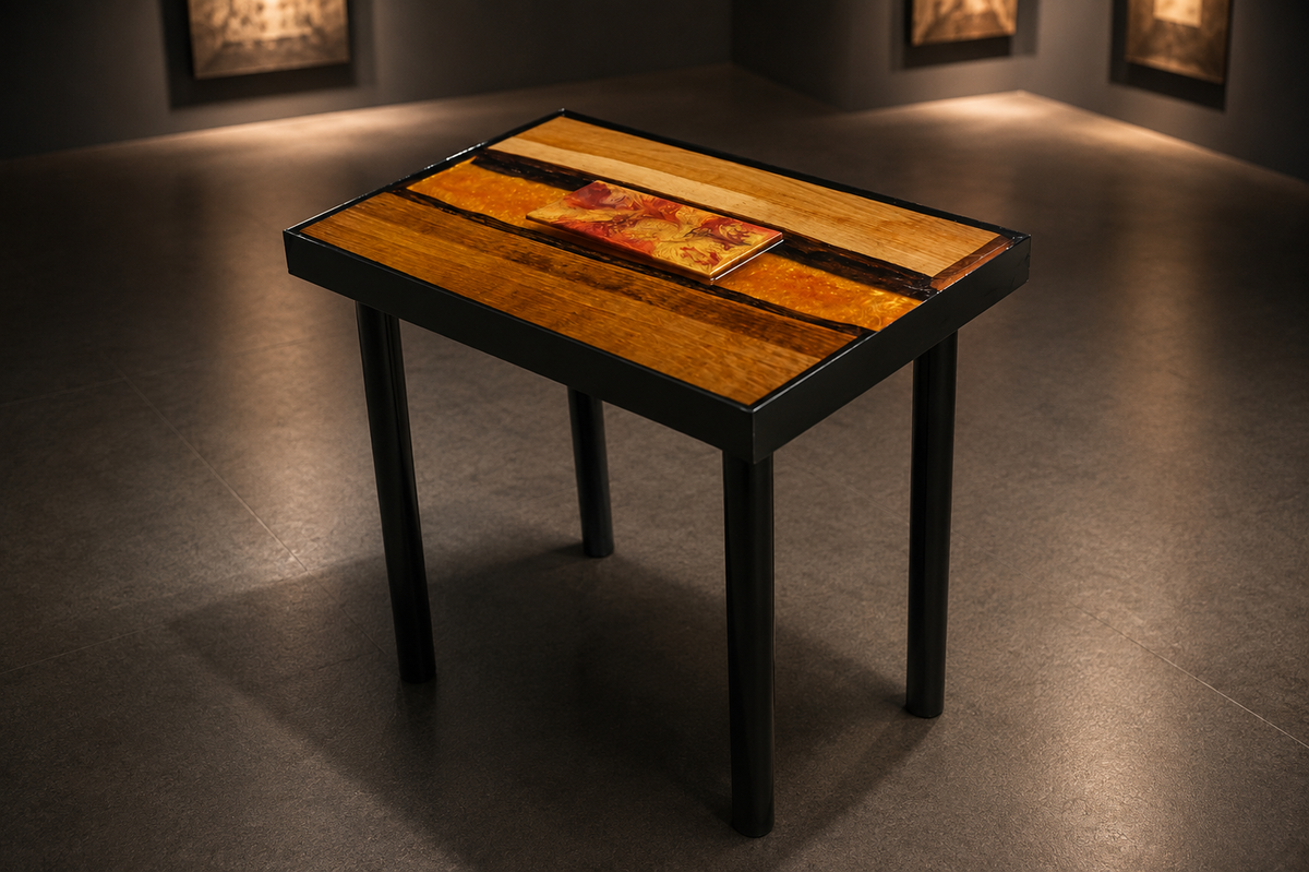 Table Résine & Chêne — Coulée Or