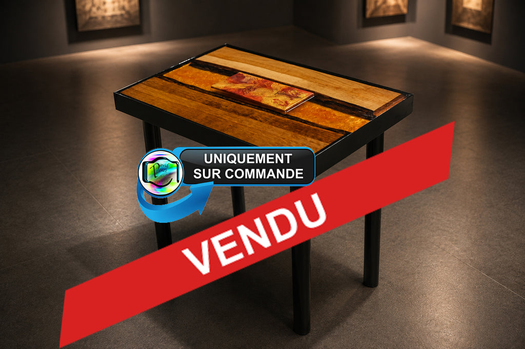 Table Résine & Chêne — Coulée Or