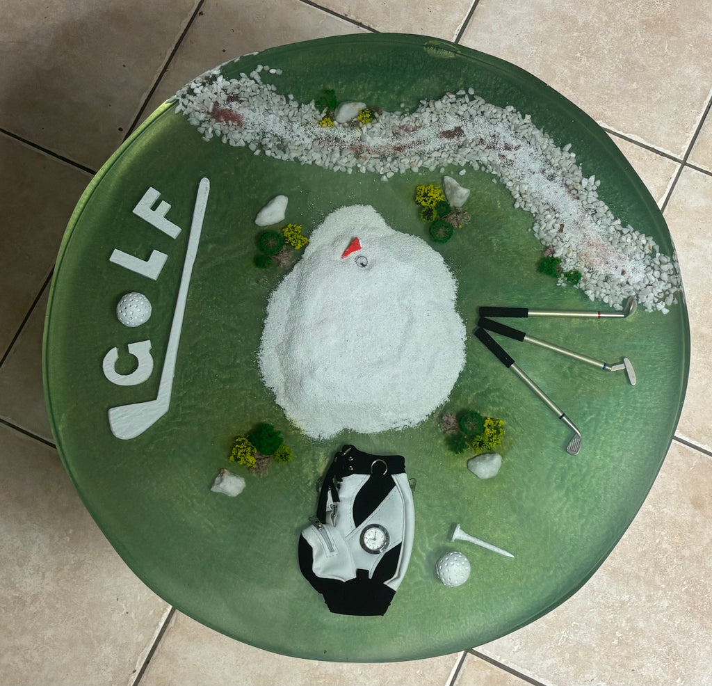 table de salon golf en résine et bois 60cm