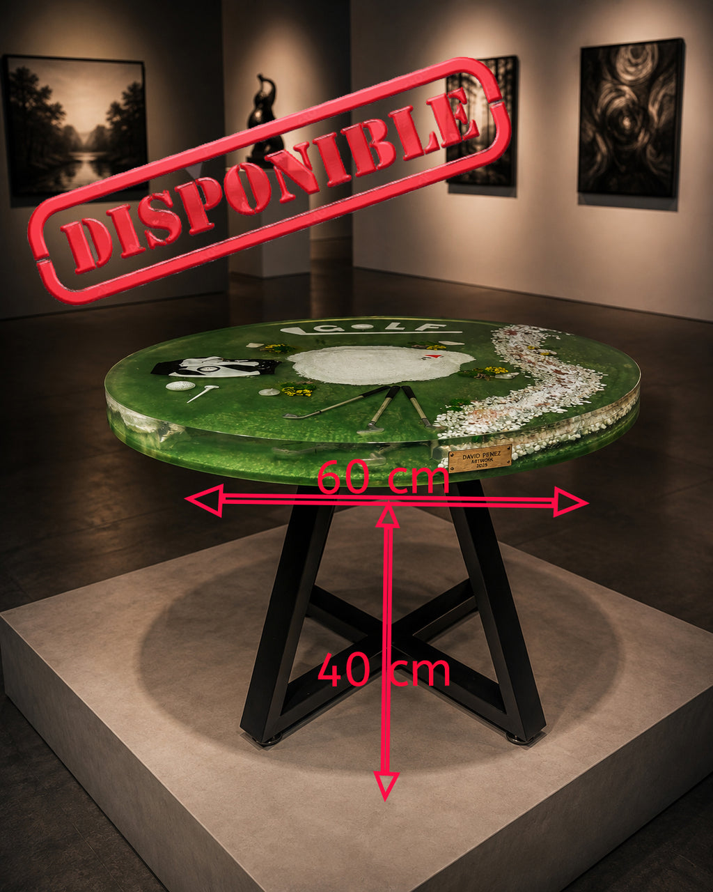 table de salon golf en résine et bois 60cm