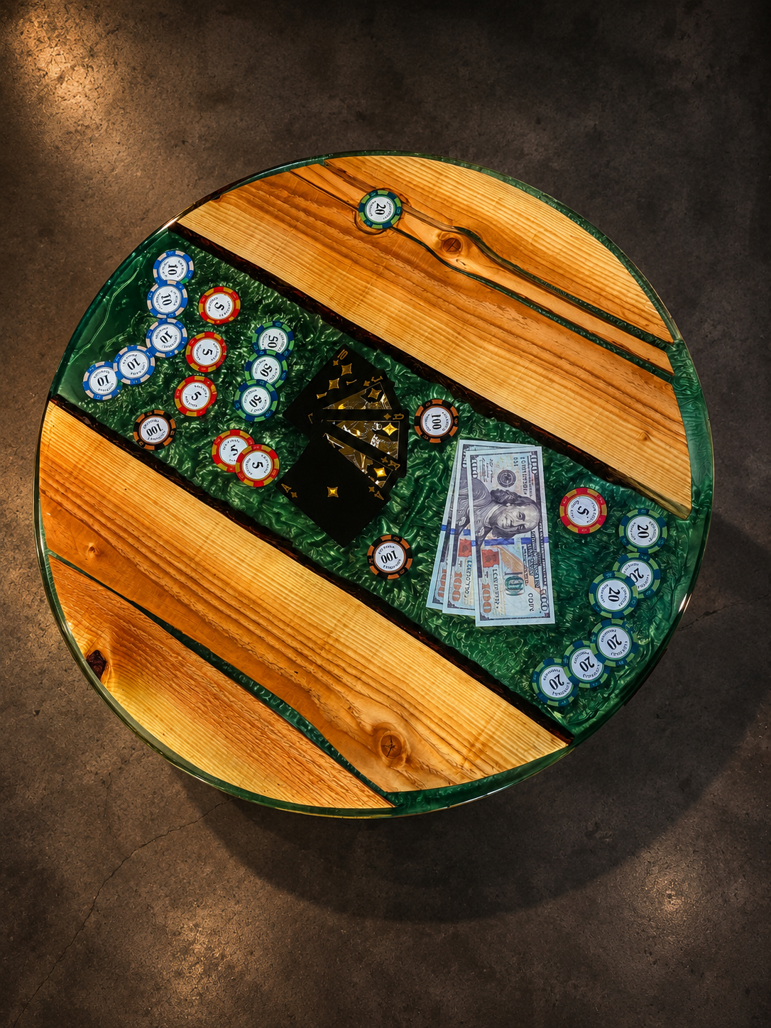 table de salon Poker en résine et bois 60cm